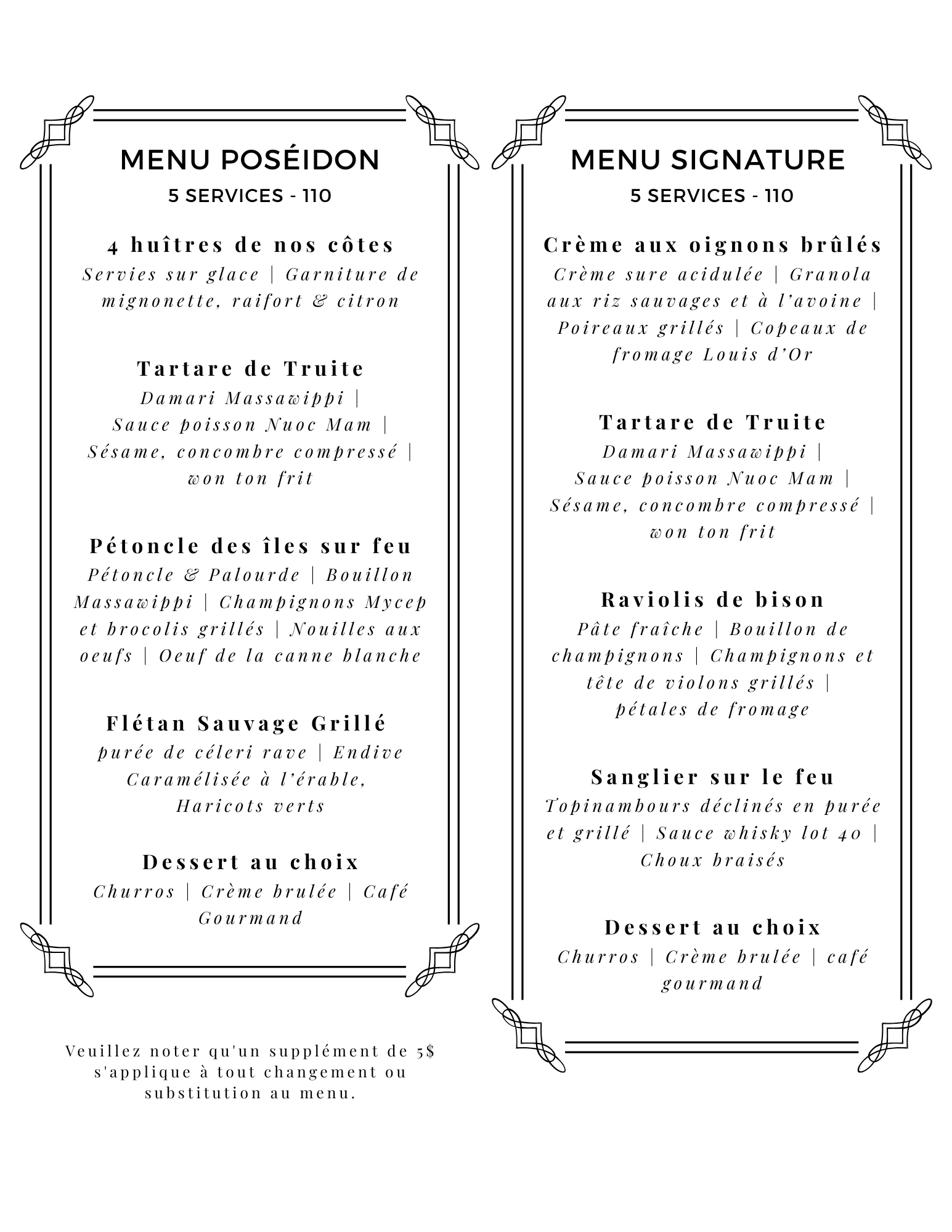 menus signatures