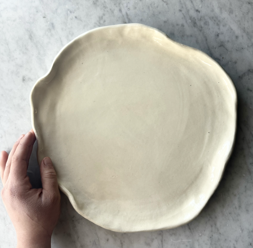 Poterie - Grande assiette crème