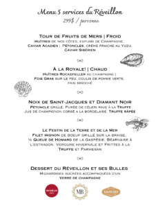 Menu du réveillon Maison Boire 2025