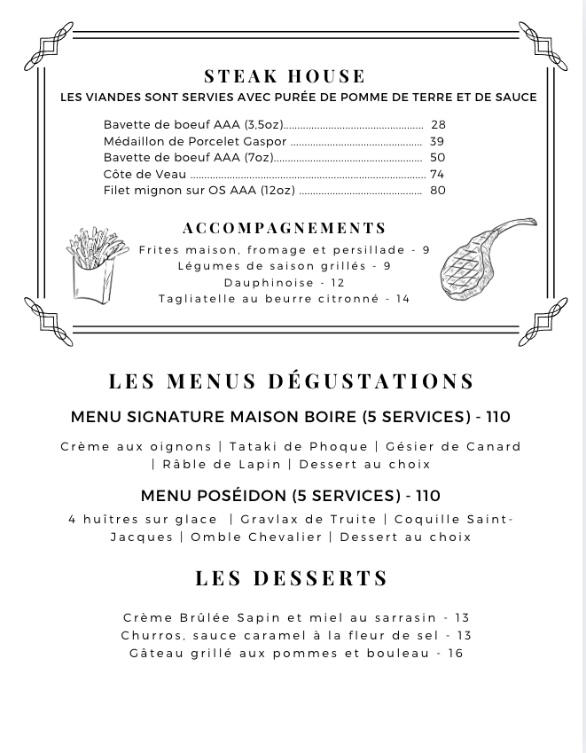 Menu hiver 2026